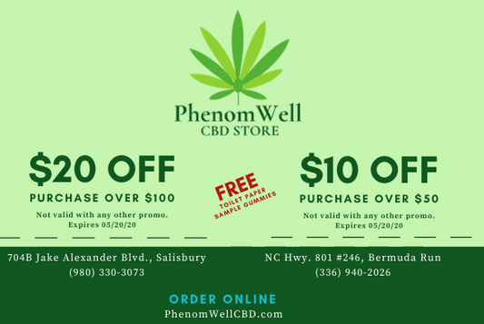 Sleep well this weekend with $10 or $20 OFF - PhenomWell CBD Store