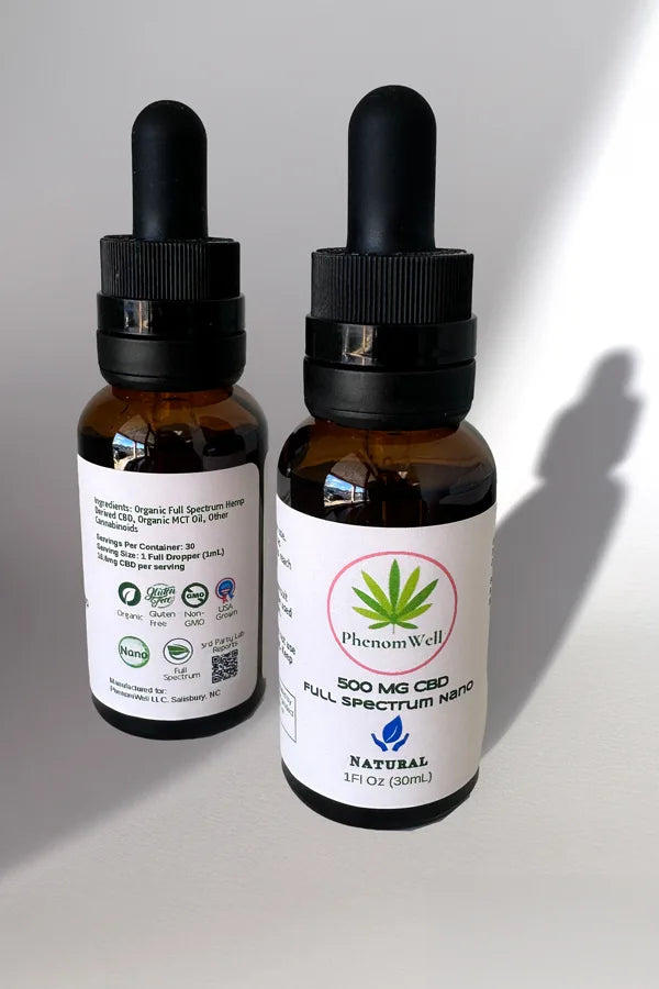PhenomWell 500mg Natural Full Spectrum Nano - PhenomWell CBD Store