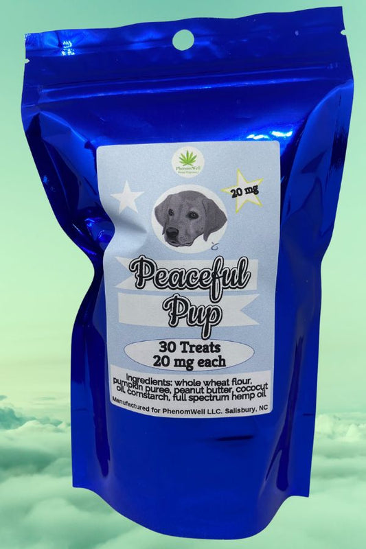Peaceful Pup – Hemp Dog Treats (20mg Each, 30 Count)